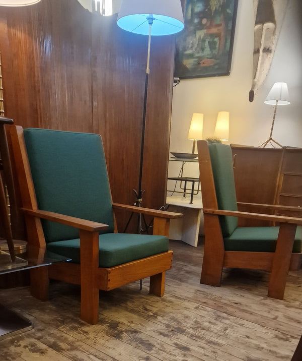 1940s Brutalist French armchairs