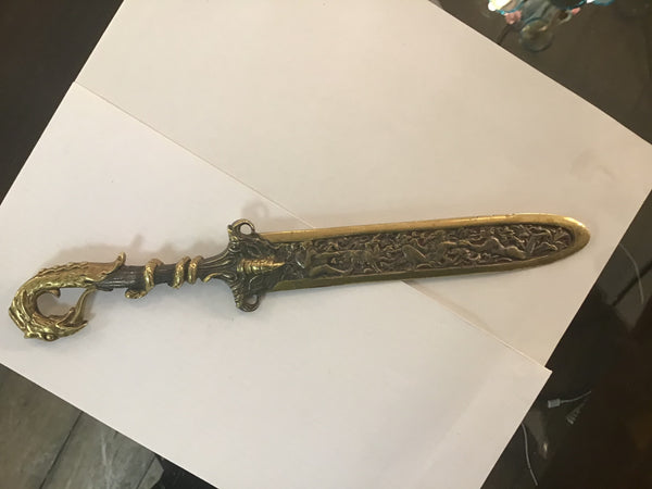 Old Griffin Dragon Serpent Monster bronze letter opener